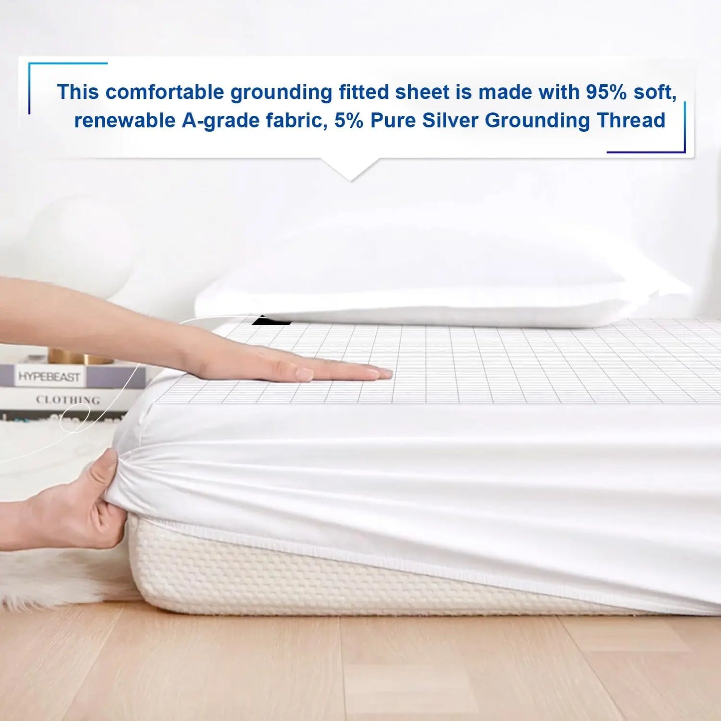 Silver Fiber Grounding Bed Fitted Sheet for Nature Wellness